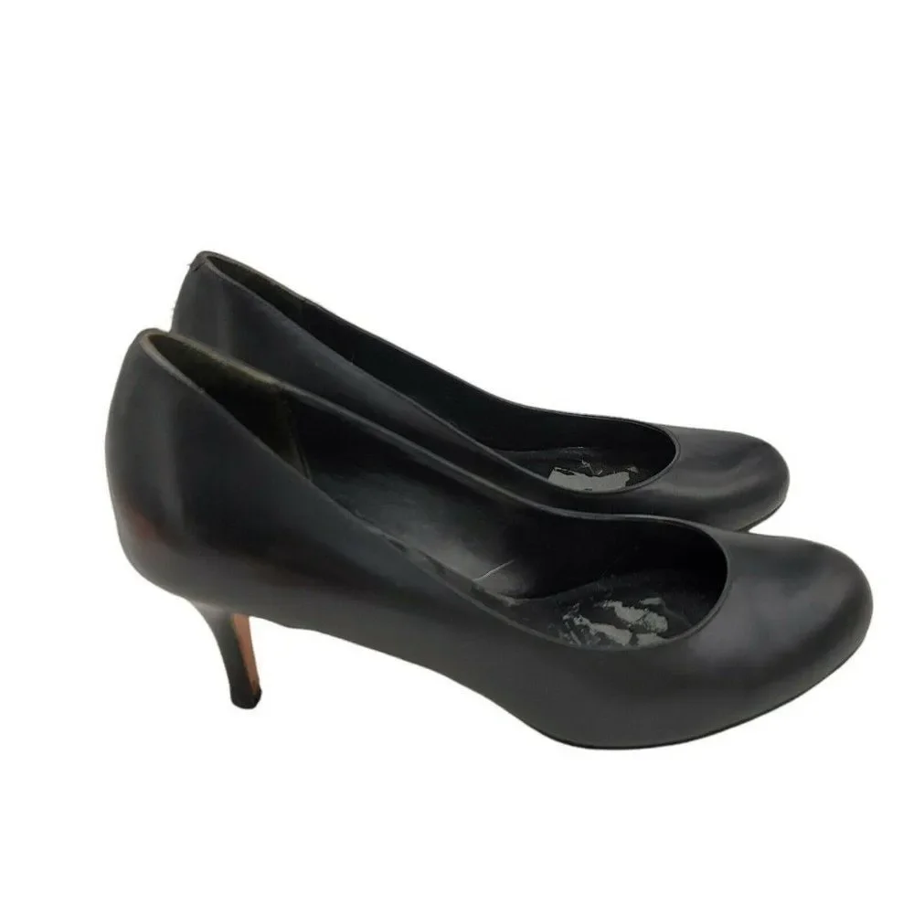 Cole Haan Air Black Leather Heels Slip On Shoes 8 C